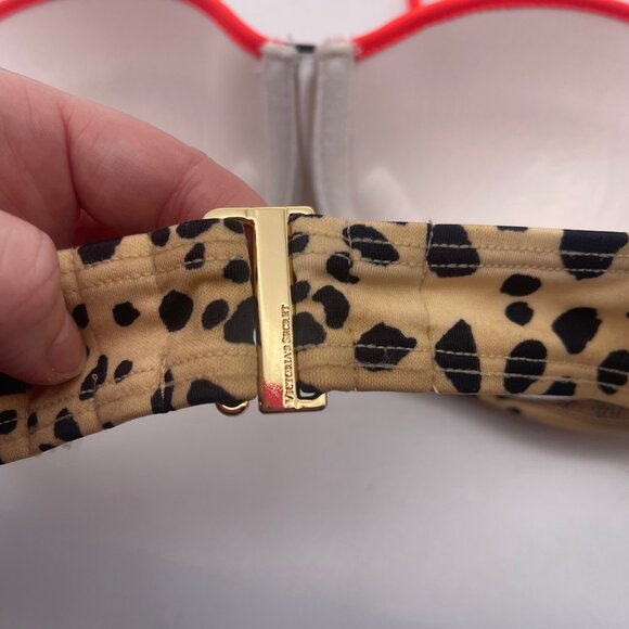 Y2K Victorias Secret 34B Unforgettable Demi Halter Bikini Top Leopard Orange X - Picture 5 of 8